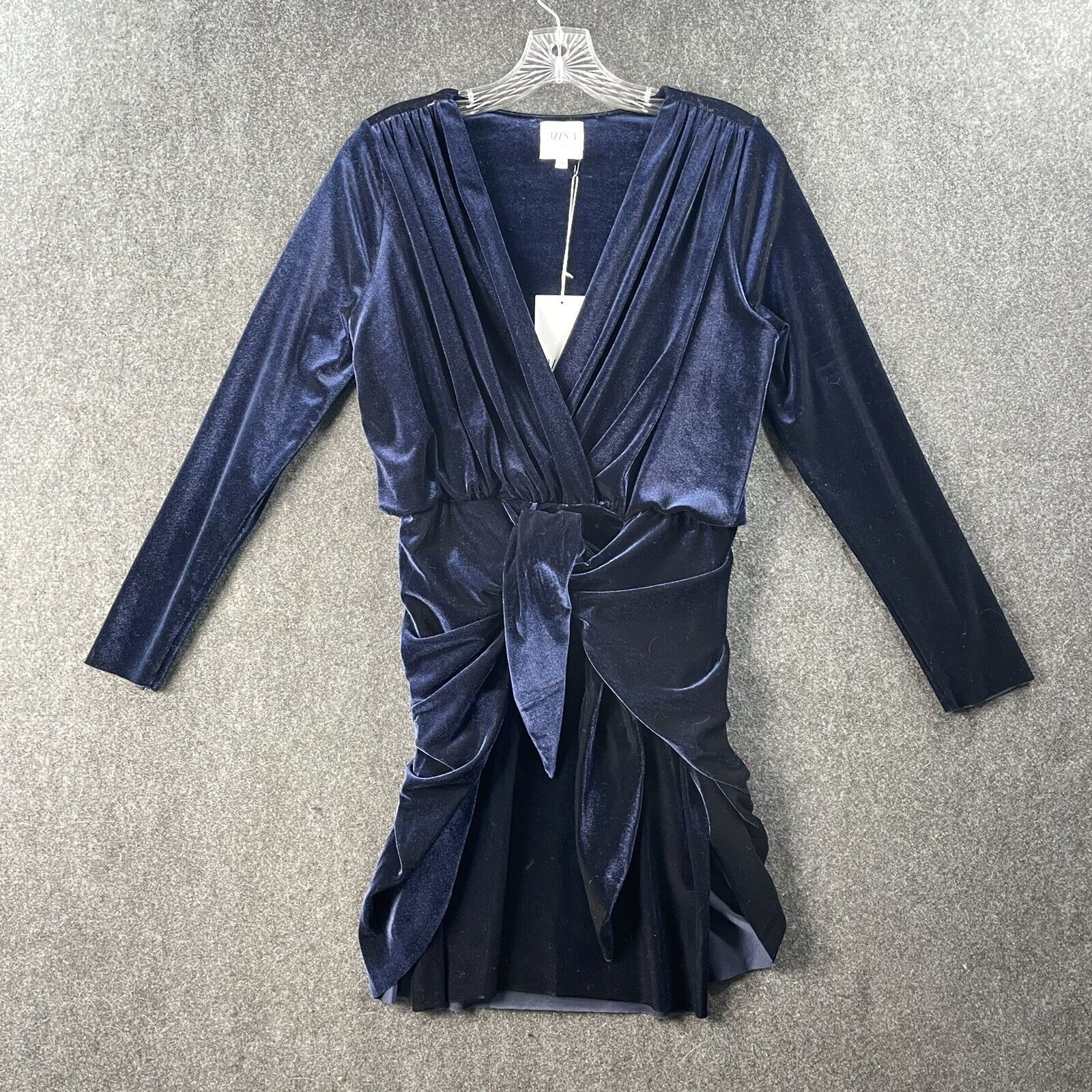 Misa Los Angeles Amalya Velvet Mini Dress Size Small Blue Soft New With Tags
